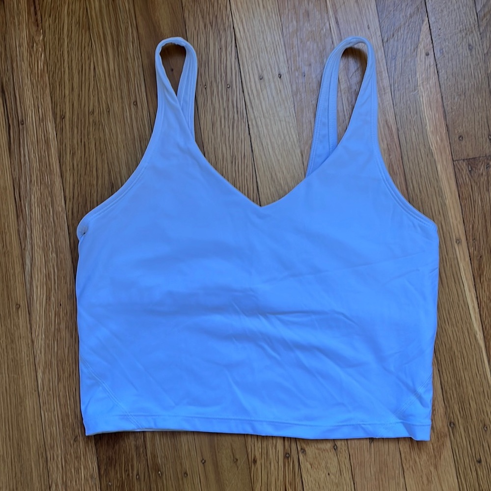 White athletic crop tank